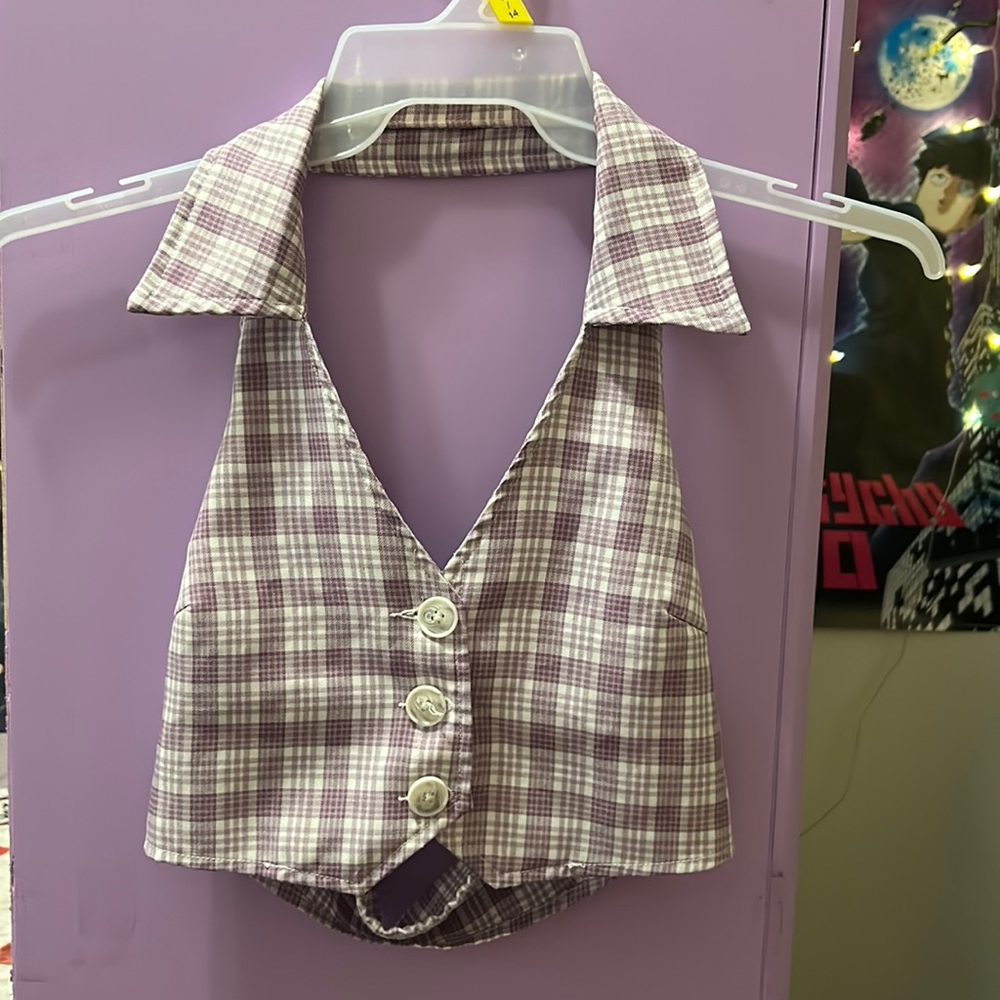 Purple Plaid Skirt Set